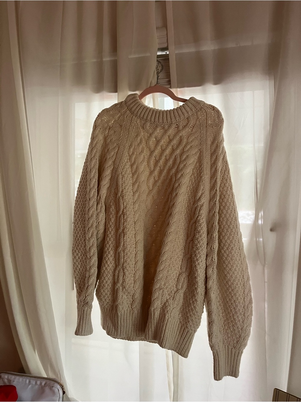 H&M Cream Cable Knit Crewneck Sweater